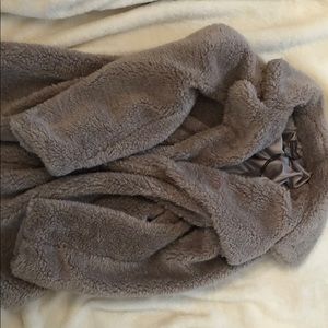 NEW grey Teddy coat with pockets fuzzy